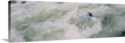High angle view of a person kayaking, Salmon River, Orleans, California