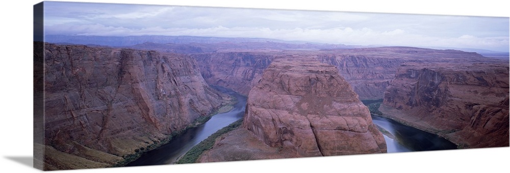 High angle view of a river flowing in a canyon, Horseshoe Bend, Glen Canyon National Recreation Area, Arizona