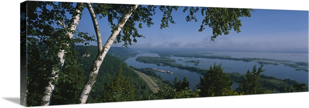 High angle view of a river, Mississippi River, Great River Road, La Crescent, Houston County, Minnesota