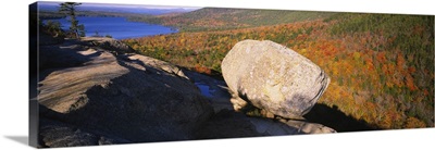 High angle view of a rock, Bubble Rock, Bubble Mountain, Acadia National Park, Maine