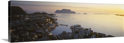 High angle view of a town, Alesund, More og Romsdall, Norway