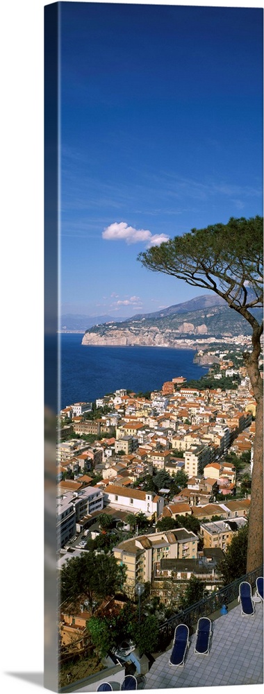 High angle view of a town at a coast, Positano, Amalfi Coast, Campania, Italy