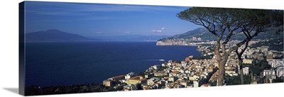 High angle view of a town at a coast, Sorrento, Campania, Italy