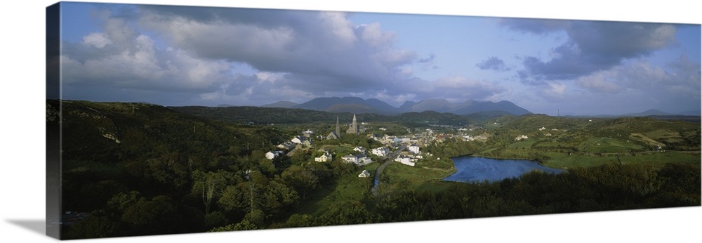 High angle view of a town, Republic of Ireland