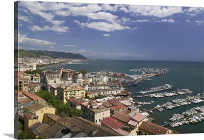 High angle view of a town, Salerno, Amalfi Coast, Campania, Italy