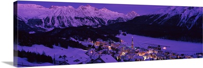 High angle view of a village, St. Moritz, Switzerland