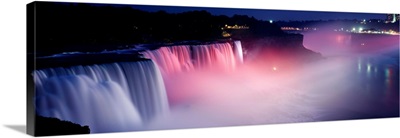 High angle view of a waterfall at night, Niagara Falls, New York State