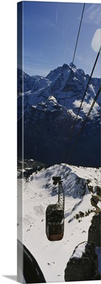 High angle view of an overhead cable car, Jungfrau, Bernese Oberland, Swiss Alps, Switzerland