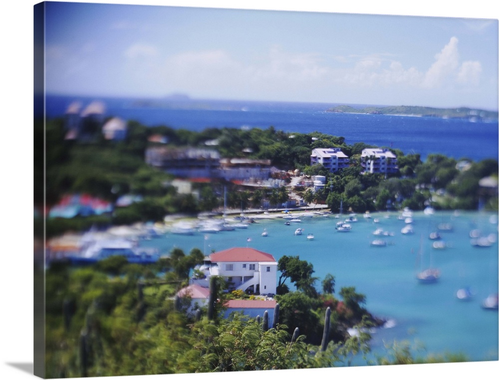 High angle view of boats in the sea, Cruz Bay, St. John, US Virgin Islands