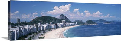 High angle view of buildings along a coast, Copacabana, Rio de Janeiro, Brazil