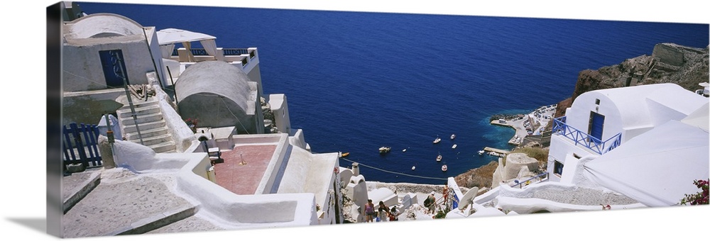 High angle view of buildings, Ammoudi Bay, Oia, Santorini, Greece