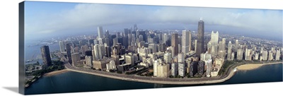 High angle view of buildings at the waterfront, Chicago, Illinois