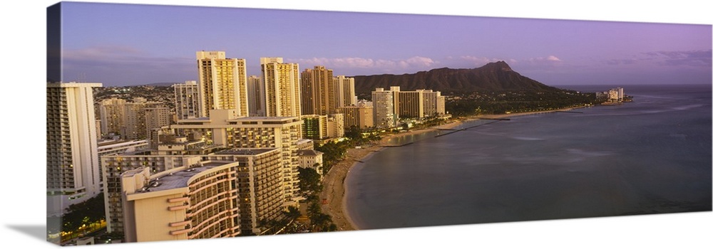 High angle view of buildings at the waterfront, Waikiki Beach, Honolulu, Oahu, Hawaii