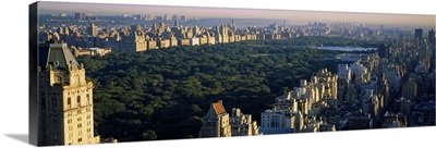 High angle view of buildings in a city, Central Park, Manhattan, New York City, New York State