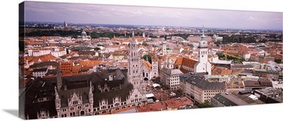 High angle view of buildings in a city, Munich, Bavaria, Germany