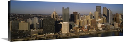 High angle view of buildings in a city, Pittsburgh, Pennsylvania