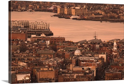 High angle view of buildings in Boston, Little Italy, North End, Massachusetts