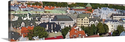 High angle view of buildings in Riga, Latvia