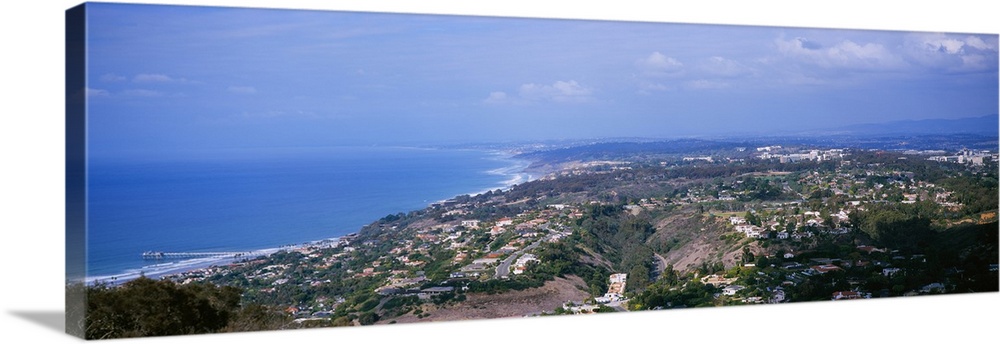 High angle view of buildings on a hill, La Jolla, Pacific Ocean, San Diego, California, USA