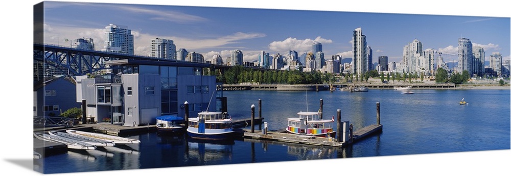 High angle view of buildings on the waterfront, False Creek, Vancouver, British Columbia, Canada