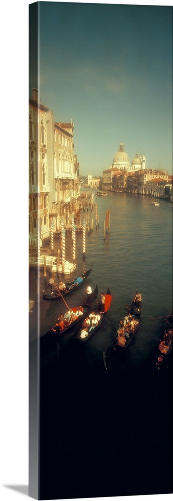 High angle view of gondolas in a canal, Grand Canal, Venice, Italy