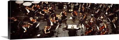 High angle view of orchestra on stage, University of Hawaii, Hilo, Hawaii