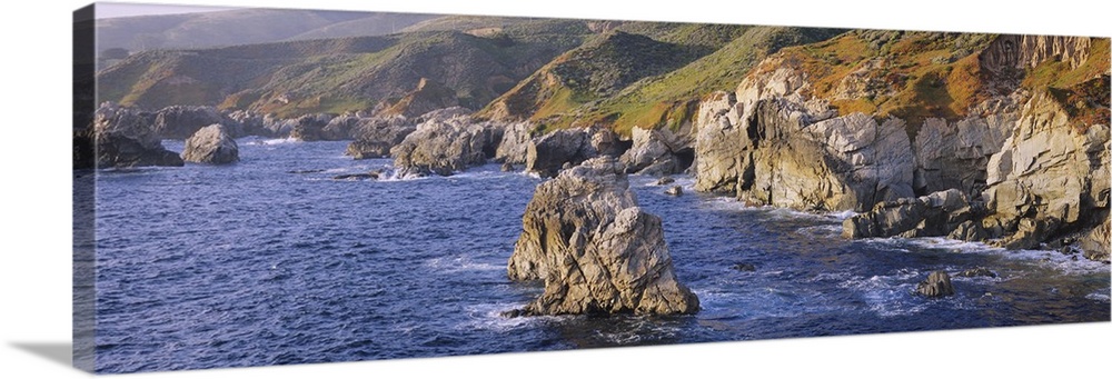 High angle view of rock formations on the coast, Big Sur, Garrapata State Beach, Monterey Coast, California