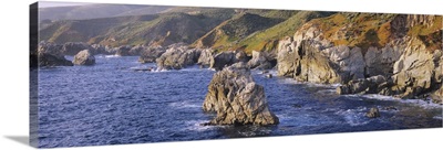 High angle view of rock formations on the coast, Big Sur, Garrapata State Beach, Monterey Coast, California