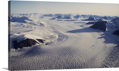 High angle view of snowcapped mountains, Ellesmere Island, Canada