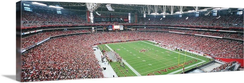 High Angle View of Spectators in University of Phoenix Stadium, Phoenix, Arizona | Large Metal Wall Art Print | Great Big Canvas