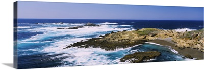 High angle view of surf on the beach, Point Lobos State Reserve, California