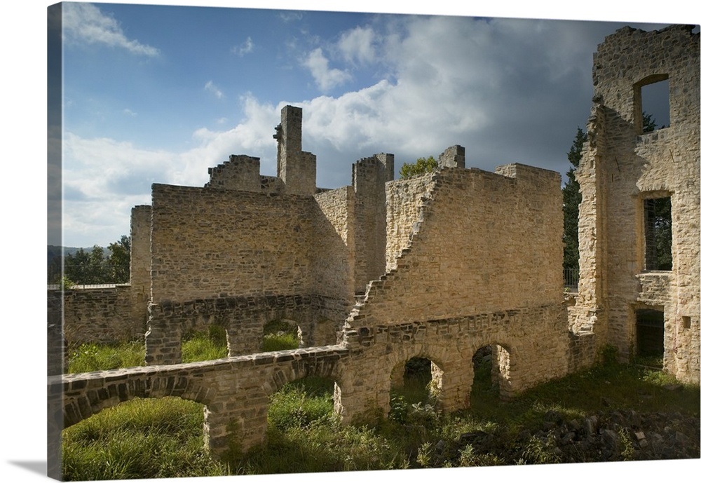 High angle view of the old ruins of a building, HaHaTonka Castle, HaHaTonka State Park