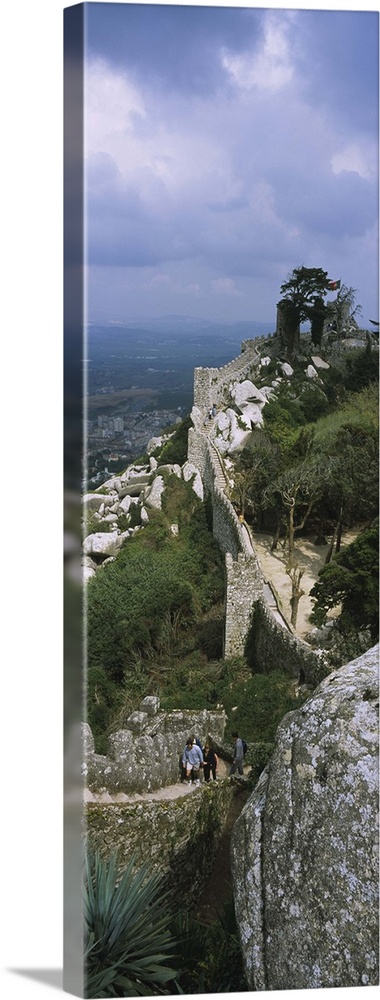 High angle view of the old ruins of a castle, Castelo Dos Mouros, Sintra, Estremadura, Portugal