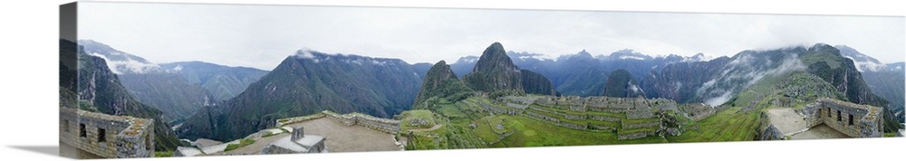 High angle view of the ruins of buildings, Machu Picchu, Peru