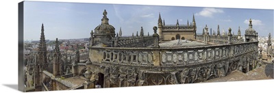 High angle view of the Seville Cathedral, Seville, Andalusia, Spain