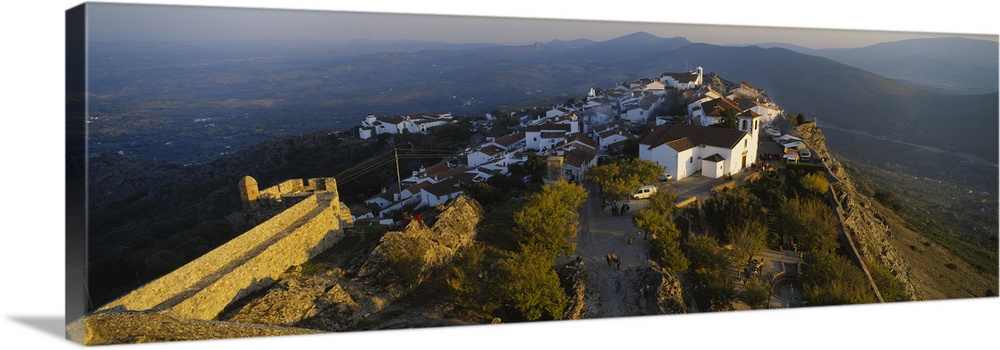 High angle view of village on top of a hill, Marvao, Portalegre, Portugal