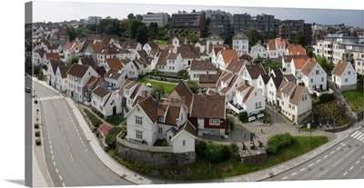 High angle view of wooden houses in the Gamle area of Stavanger, Rogaland County, Norway