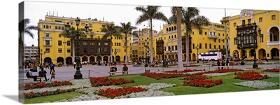 Historical buildings at Plaza-de-Armas, Historic Centre, Lima, Peru, South America
