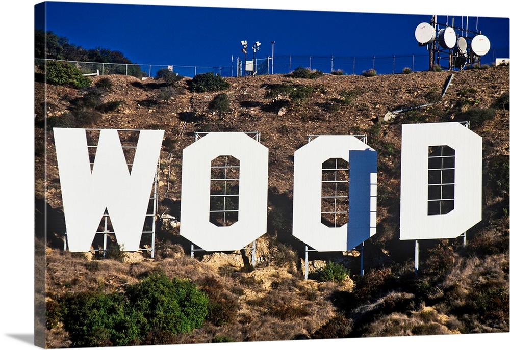 Hollywood Hills and The Hollywood sign Beverly Hills Boulevard, Los  Angeles, California Solid-Faced Canvas Print