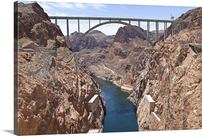 Hoover Dam Canyonland and bridge connecting two states Nevada-Arizona