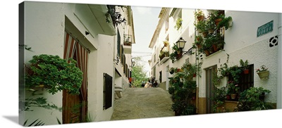 Houses along a street, Guadalest, Alicante, Spain