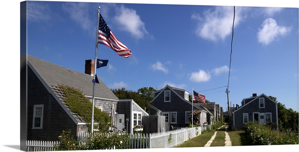 Houses along a walkway, Siasconset, Nantucket, Massachusetts