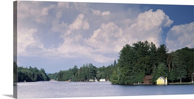 Houses at the lakeside, Adirondack State Park, Old Forge, Herkimer County, New York State