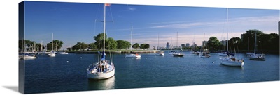 Illinois, Chicago, Lake Michigan, Boats in a lake