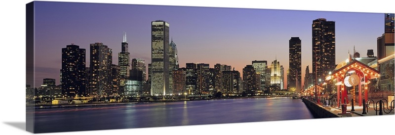 Illinois, Chicago, View Of The Navy Pier & Skyline 