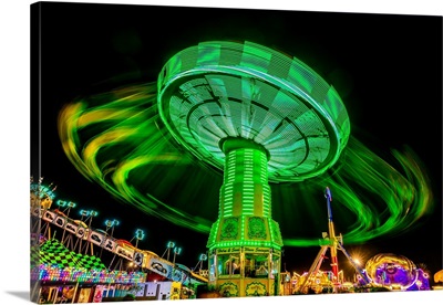 Illuminated Fair Ride At The Ventura County Fair, Ventura, California