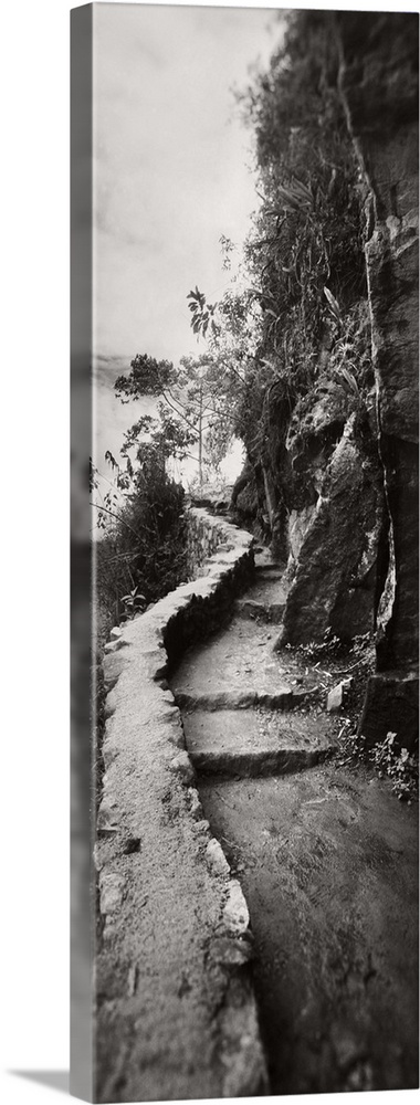 Steep stairs on a mountain side on the Inca trail at Machu Picchu Wall Art,  Canvas Prints, Framed Prints, Wall Peels