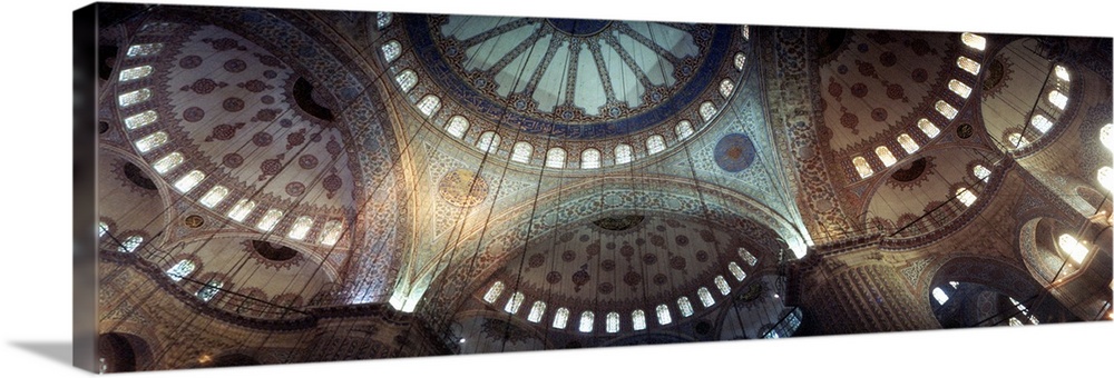 Interiors of a mosque, Blue Mosque, Istanbul, Turkey