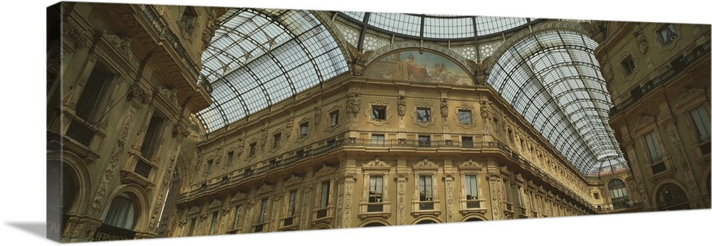 Panorama of Galleria Vittorio Emanuele II, Milan, Italy