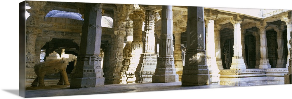 Interiors of a temple, Jain Temple, Ranakpur, Pali District, Rajasthan, India